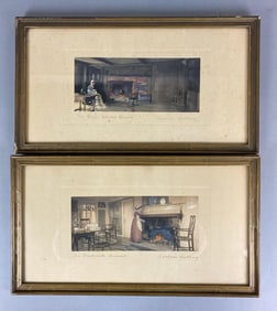 Group of 2 Signed Wallace Nutting Hand Colored  Prints