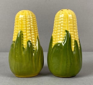 Pair of Corn Cob Pottery Salt and Pepper Shakers