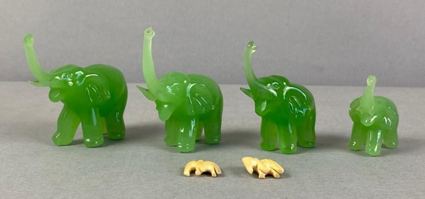 Group of Glass and Bone Elephant Figurines