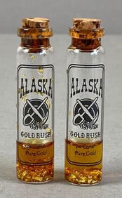 Group of 2 Alaska Gold Rush 24K Gold Flake Vials