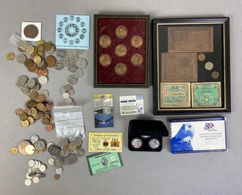 Group of Assorted Coins and More