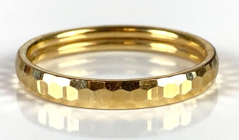 14K Gold Hammered Textured Ring
