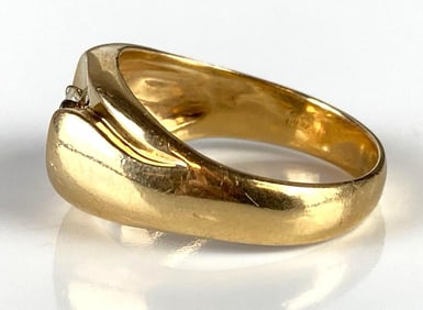 14K Gold K-M Diamond Mens Ring