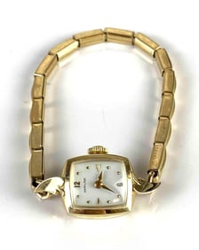 14K Gold Hamilton Womans Wristwatch with Gold Filled Band