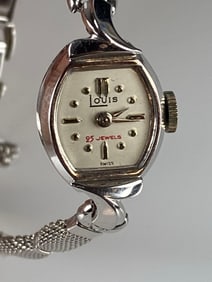 14K White Gold Louis 25 Jewels Swiss Womans Wristwatch