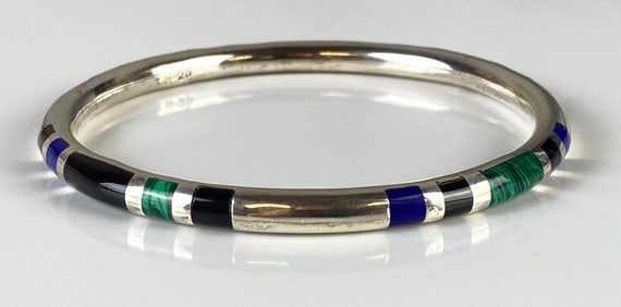 Taxco Sterling Silver Inlayed Bangle