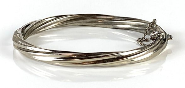 Sterling Silver Hinged Twisted Bangle Bracelet