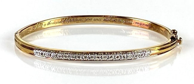 Sterling Silver Vermeil Hinged CZ Bangle Bracelet