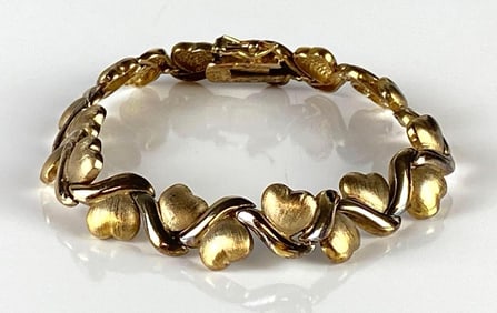 Sterling Silver Vermeil Heart Link Bracelet