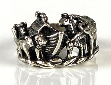 Sterling Silver Noahs Ark Ring