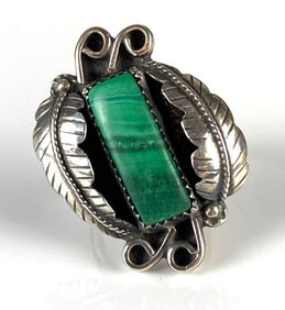 Sterling Silver Navajo Malachite Ring