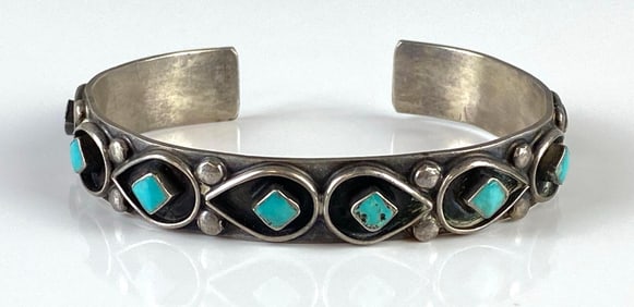 Sterling Silver Native American Turquoise Cuff Bracelet