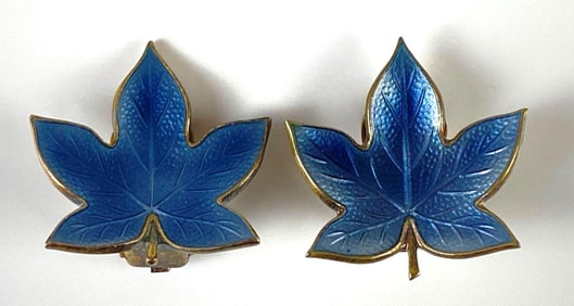 Brodrene Bjorklund Sterling Silver Vermeil Enamel Leaf Clip-On Earrings
