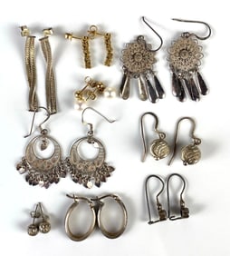 Group of Sterling Silver Earrings