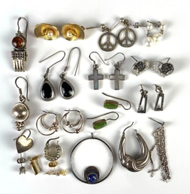 Group of Sterling Silver Earrings and More