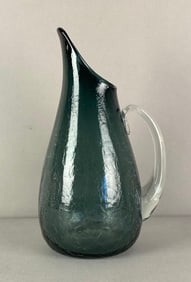 Vintage Blenko Smoke Crackle Glass Pitcher By Winslow Anderson