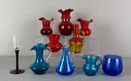 Group of Crackle Art Glass Items
