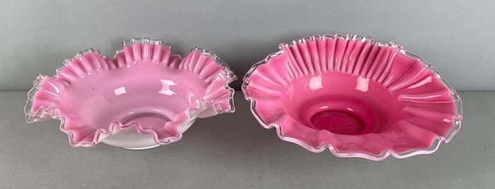 Group of Fenton Peach Crest Cased Glass Bowls