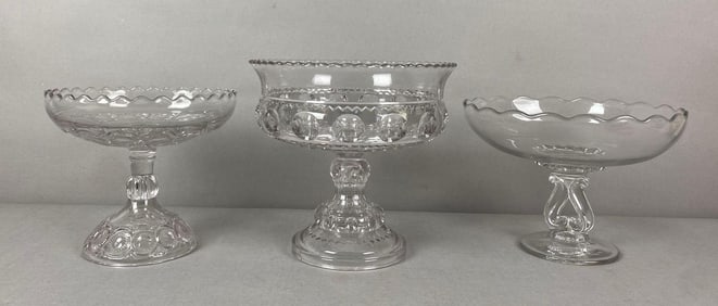 Group of 3 Glass Compotes