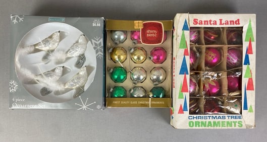 Group of Glass Christmas Ornament Box Sets