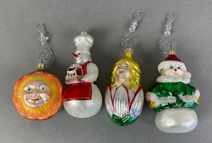 Group of 4 Radko Glass Christmas Ornaments