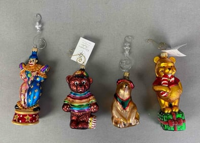 Group of 4 Radko Glass Christmas Ornaments