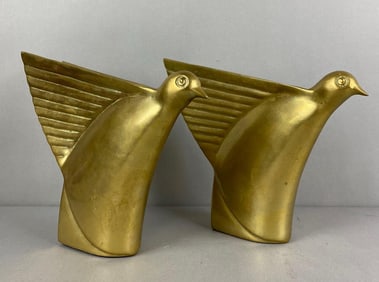 Group of 2 Dolby Cashier Art Deco Brass Bird Bookends