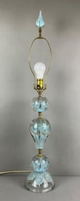 Signed Joe Zimmerman Blue Floral Lamp