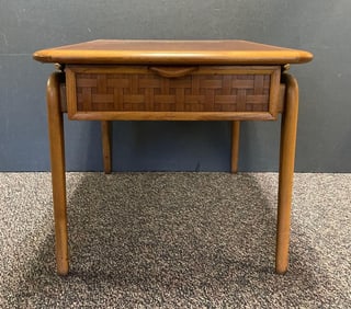 Lane Cherry and Oak MCM End Table with Drawer