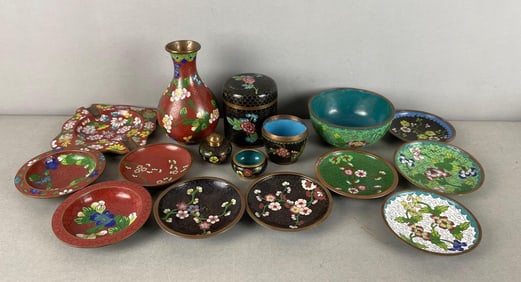 Group of Cloissonne Dishes and More