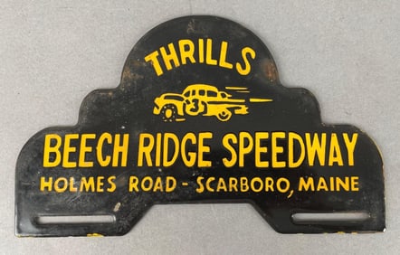 Vintage Thrills Beech Ridge Speedway Metal License Plate Topper