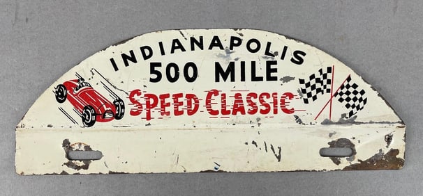 Vintage Indianapolis 500 Mile Speed Classic Metal License Plate Topper
