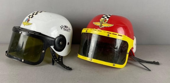 Group of 2 Vintage Indy 500 Novelty Visor Helmets