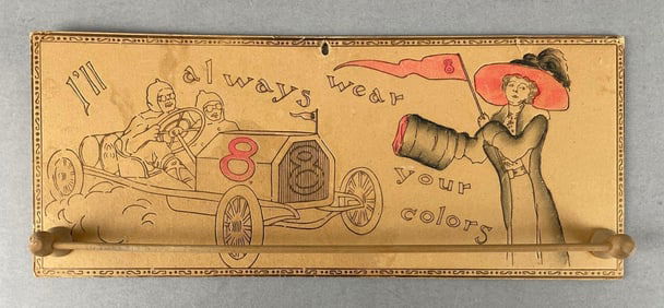 Vintage Cardboard Embossed Racing Flag Wall Hanger