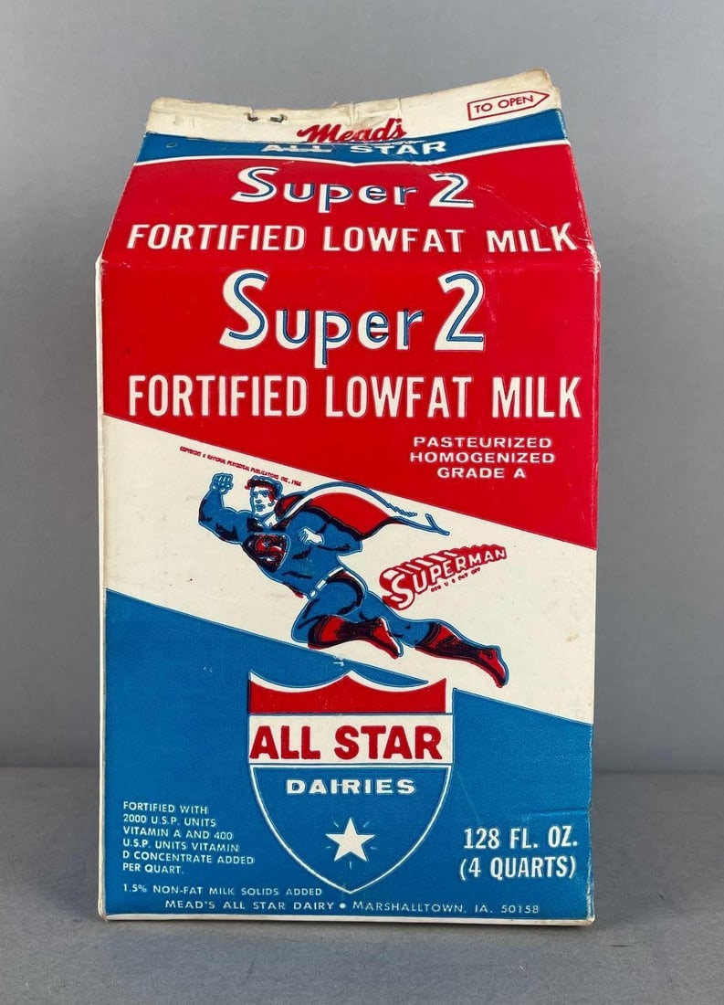 Mead's All Star Dairy Super 2 Superman Milk Carton (1 of 3)