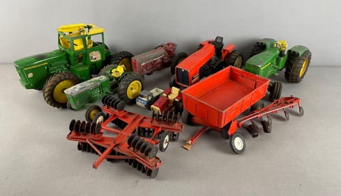 Group of Vintage Die-Cast Tractors and More