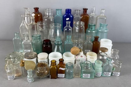 Group of Vintage Apothecary and Perfume Glass Bottles