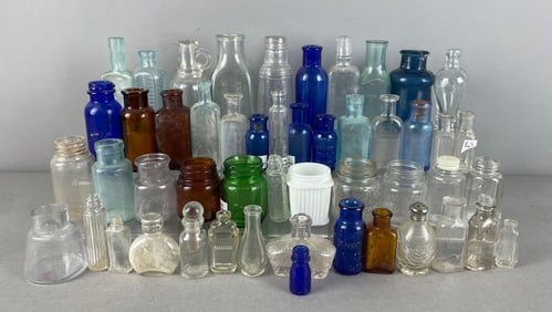 Group of Vintage Apothecary Glass Bottles and More
