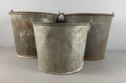 Group of Vintage Metal Pails
