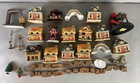 Group of Assorted Porcelain Model Buildings and Accessories