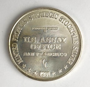 1981 US Assay Office San Francisco 1oz .999 Fine Silver Round