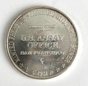1981 US Assay Office San Francisco 1oz .999 Fine Silver Round