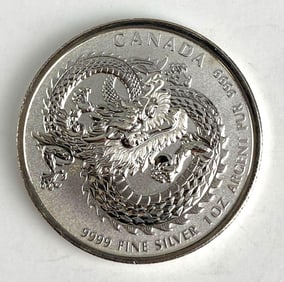 2019 Canada $5 Lucky Dragon 1 oz .999 Fine Silver Coin