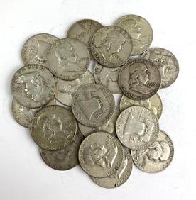 Group of 20 Benjamin Franklin Silver Half Dollars