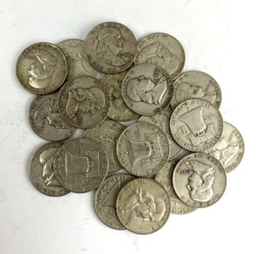 Group of 20 Benjamin Franklin Silver Half Dollars