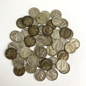 Group of 45 Mercury Silver Dimes