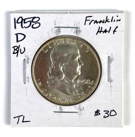 1958-D US Franklin Silver Half-Dollar