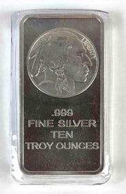 US Buffalo Nickel 10oz .999 Fine Silver Ingot/Bar