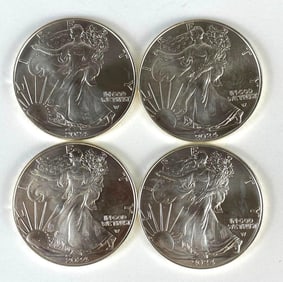 Group of 4 2024 US $1 Silver Eagle Silver Dollars