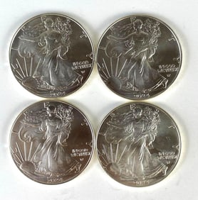 Group of 4 2024 US $1 Silver Eagle Silver Dollars